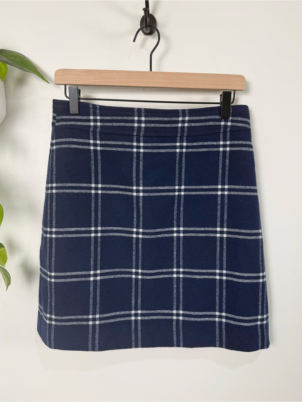 J.Crew Re-Imagined Navy Windowpane Plaid Wool Blend Mini Skirt 4 FA2025 Preppy